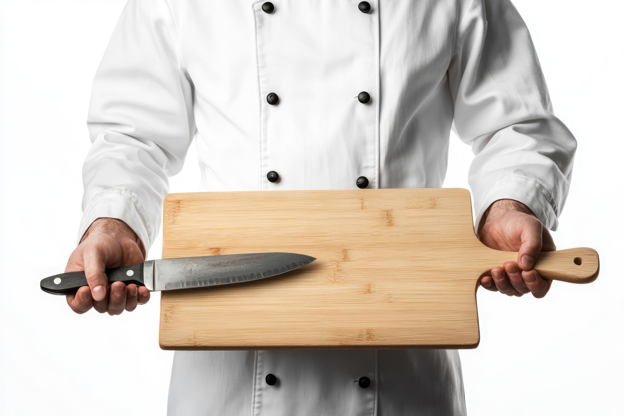 Chef locale che dimostra una tecnica di taglio